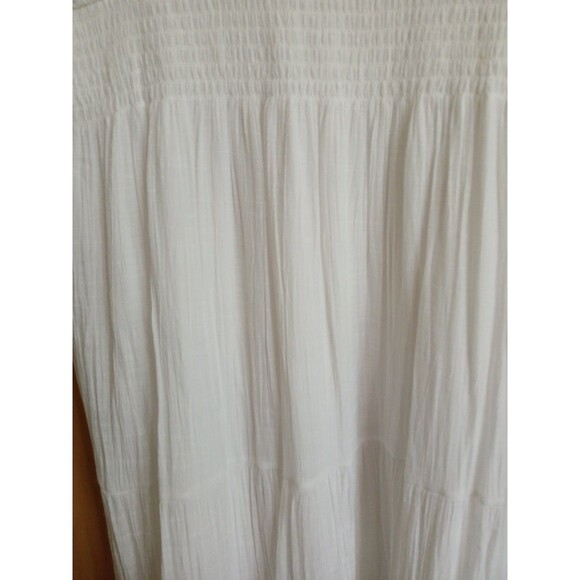 Kings Road White Sleeveless Dress Blue Embroidered Trim Lined Elastic/ Button LG - Picture 16 of 16